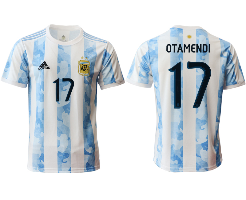 Men 2020-2021 Season National team Argentina home aaa version white #17 Soccer Jersey